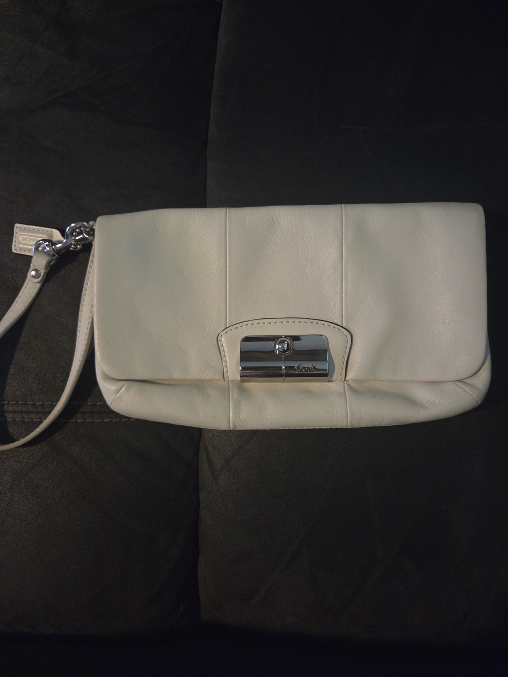 Coach Ivory Leather Wristlet Clutch